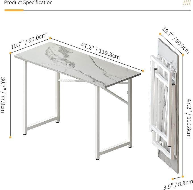 47 inch Folding Desk No Assembly Required, Writing Gaming Computer Camping Table - Image 3