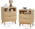 LYNCOHOME Fluted Nightstand Set of 2 by LYNCOHOME