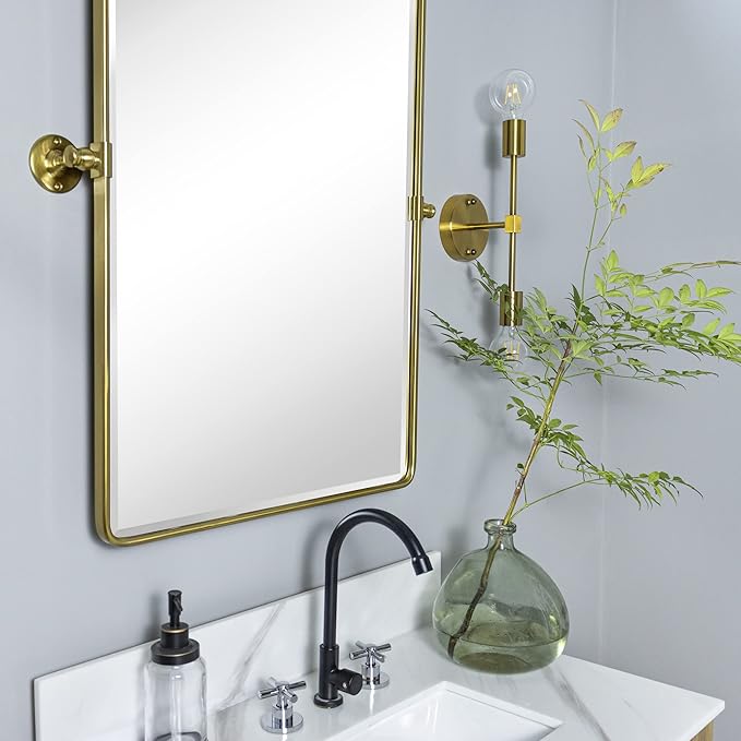 TEHOME 27 x 35'' Gold Pivot Mirror Brushed Champagne Gold Tilt Rectangle - Image 8