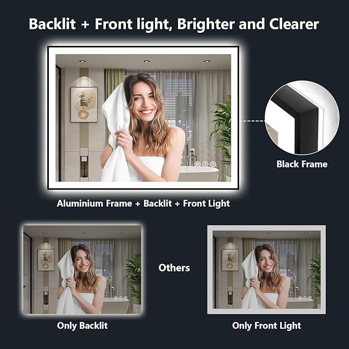 48x36 Inch LED Bathroom Mirror - Image 3
