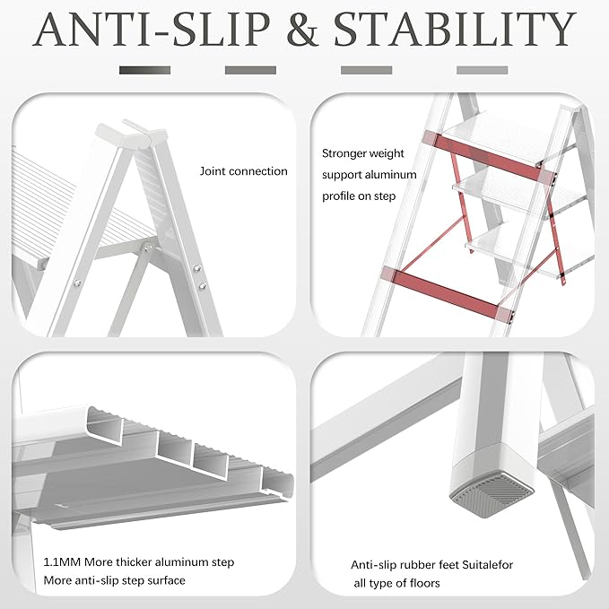 4 Step Ladder, Portable Folding, Lightweight Step Ladder - Image 6