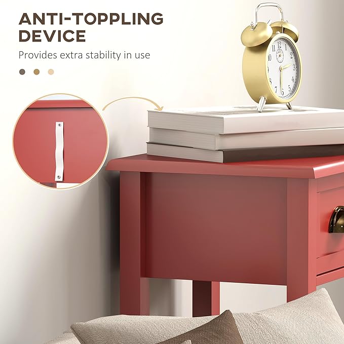 HOMCOM 2-Tier Side Table with Drawer, Narrow End Table with Bottom Shelf - Image 6
