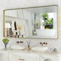 WEER Gold Bathroom Mirror, 72X36 Inch Brushed Gold Metal Frame Mirror, Rounded by WEER