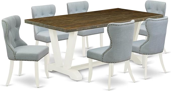 East West Furniture V077SI215-7 7 Piece Dining Room Furniture Set Consist of a by EastWestFurniture