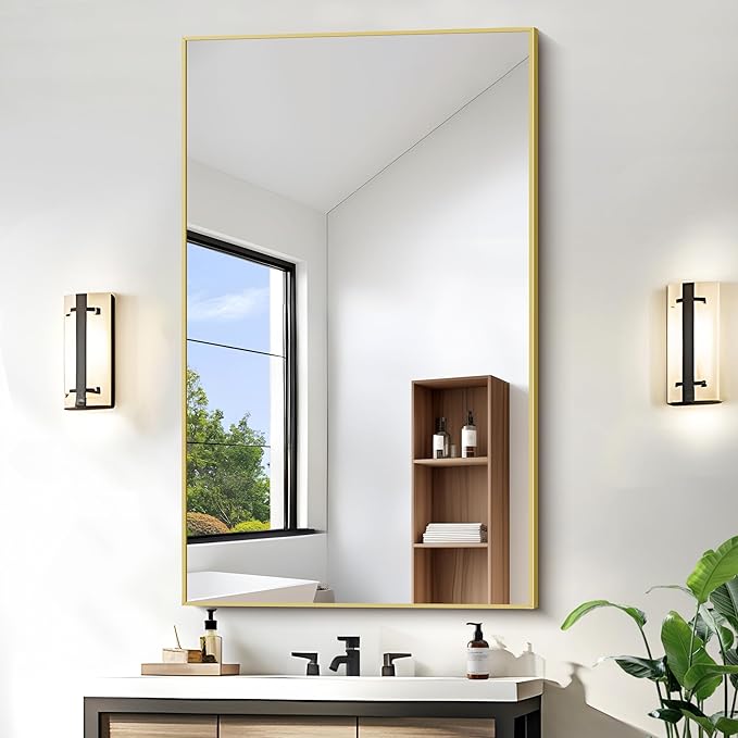 KOCUUY 30x48 Inch Large Gold Wall Mounted Mirror, Aluminum Framed Decorative - Image 7