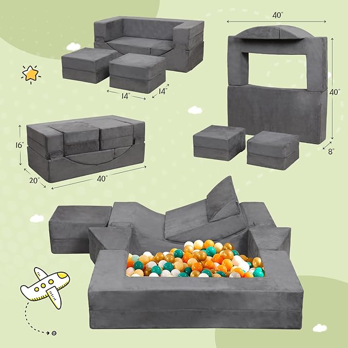 Modular Kids Play Couch, Kids Sofa Toddler Couch, Foam Play Set - Image 2