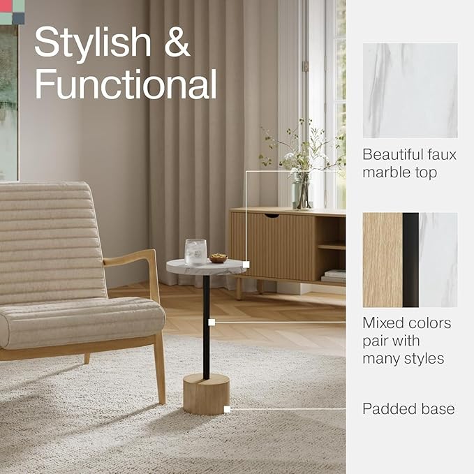 Round Metal Drink Table, Pedestal Drink Desk, Modern Home, and Living Room - Image 6