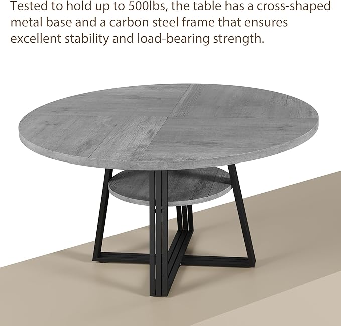 GarveeHome Round Dining Table for 4-6, 47.2" Farmhouse Kitchen Table - Image 7
