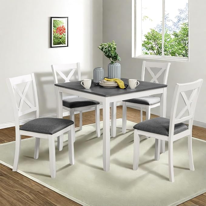 Dining Table Set for 4, 5-Piece Kitchen Table & Chairs Set - Image 2