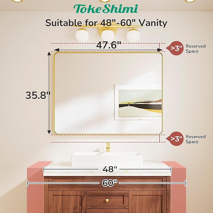 TokeShimi 48x36 Black Bathroom Mirror - Image 2