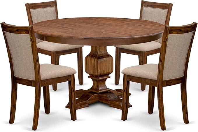 F3MZ5-50N-04 5-Pc Dining Room Set consists of a Pedestal Kitchen Table and 4 by LuxebyEastWestFurniture