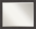 Amanti Art Brown Wall Mirror 26x32 Rustic Plank Espresso Narrow Rectangle by AmantiArt