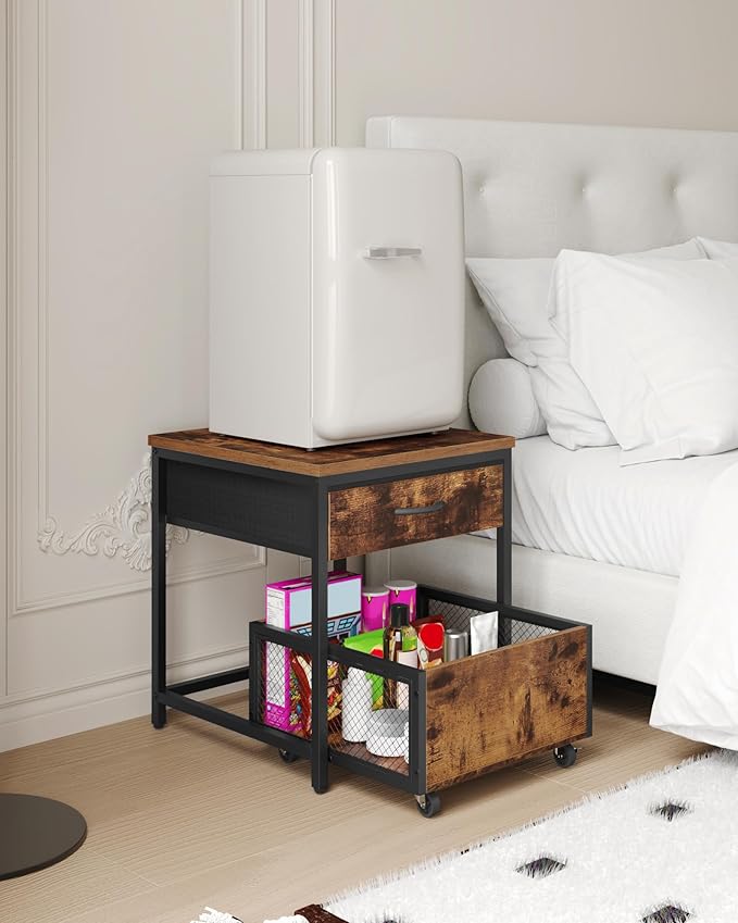 End Table, 19.7 Inch Square Side Table, Mini Fridge Stand - Image 7