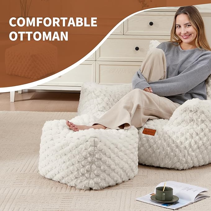Bean Bag Chair Foot Rest, Modern Comfy Couch Sofa Ottoman - Image 4