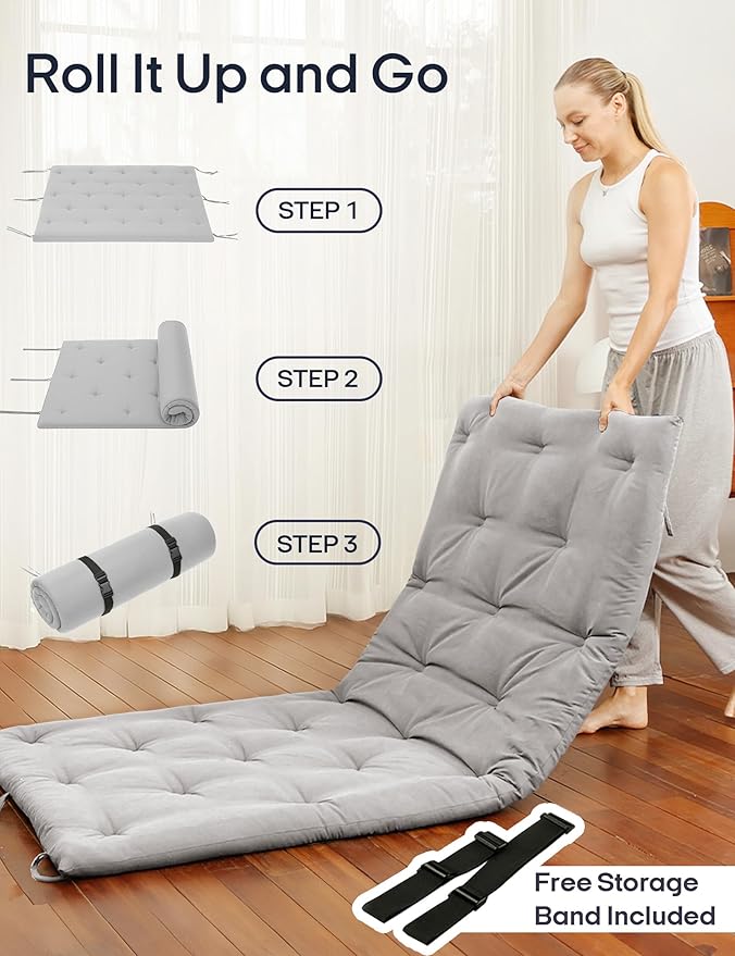 Syrinx Japanese Floor Futon Mattress, Foldable Tatami Sleeping Pad - Image 7