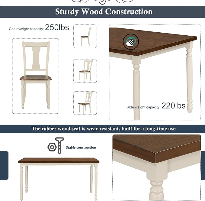SogesPower Classic 6-Piece Dining Table Set - Image 5