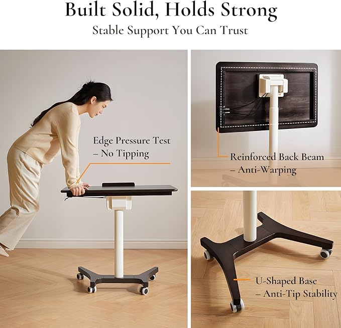 Adjustable Computer Desk, Solid Wood Folding Desk - Image 7