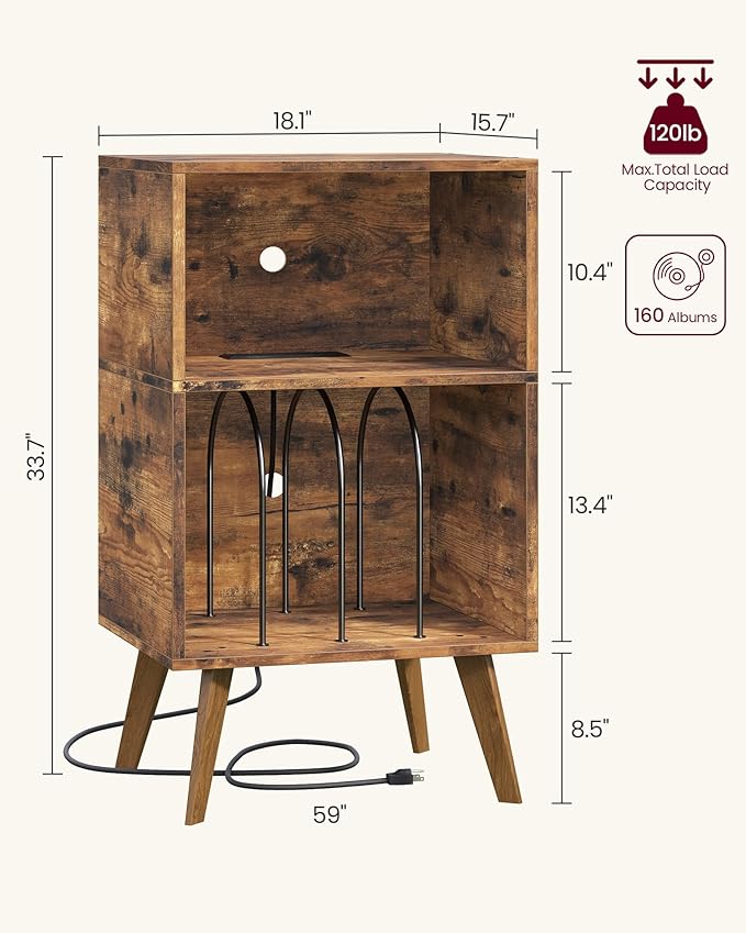 Record Player Stand, 3-Tier Side End Table - Image 2