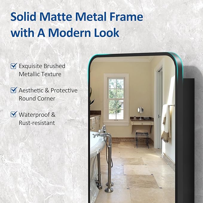 20x28 Inch Black Recessed Bathroom Medicine Cabinet - Image 5