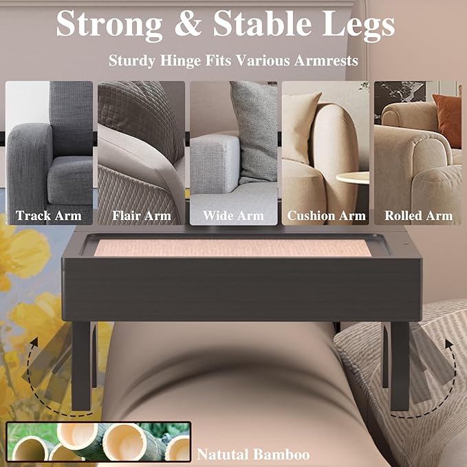Bamboo Couch Armrest Table - Image 5