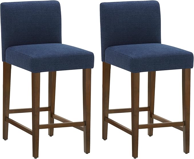CHITA Counter Height Bar Stools Set of 2, Fabric in Midnight Blue by CHITALIVING
