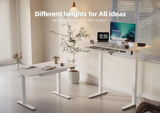 YDN Standing Desk with Drawers, 48 x 24 Inch Electric Adjustable Height Stand - Image 6