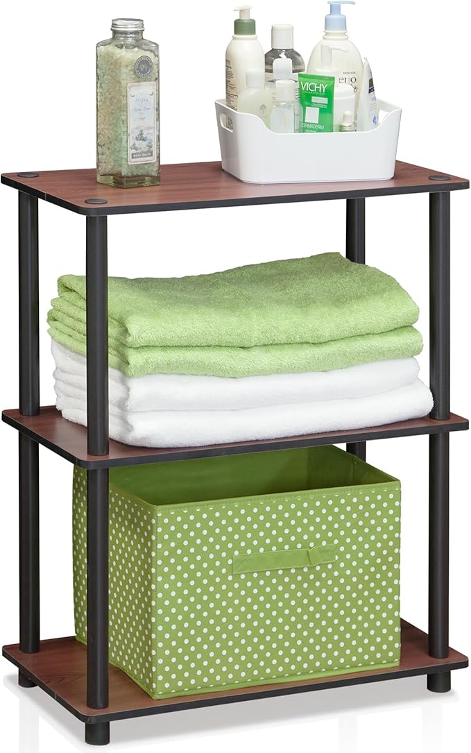 Furinno Turn-N-Tube 3-Tier Compact Multipurpose Shelf Display Rack, Dark Cherry by Furinno-FitsYourSpaceFitsYourBudget