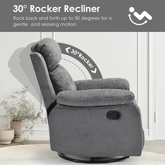 Swivel Rocker Recliner, 360 Swivel Small Recliners - Image 4