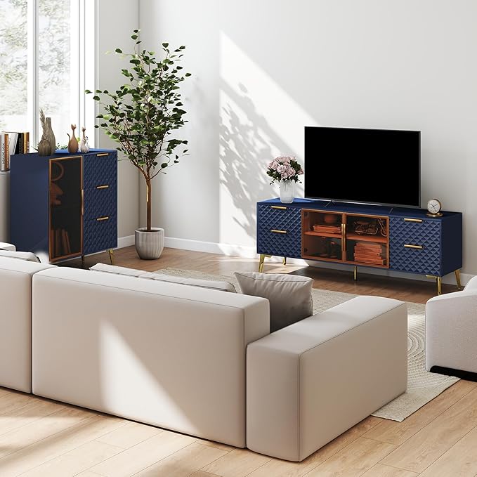 Rovibek 59" Modern TV Stand, Entertainment Center TV Console - Image 6
