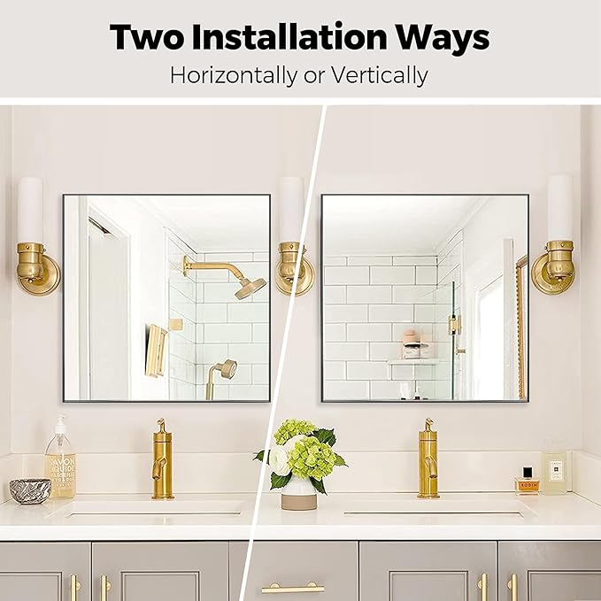 28x28 Inch Black Bathroom Mirror - Image 5