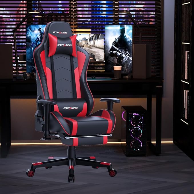 GTRACING Gaming Chair with Footrest Speakers Video Game Chair Bluetooth Music - Image 2