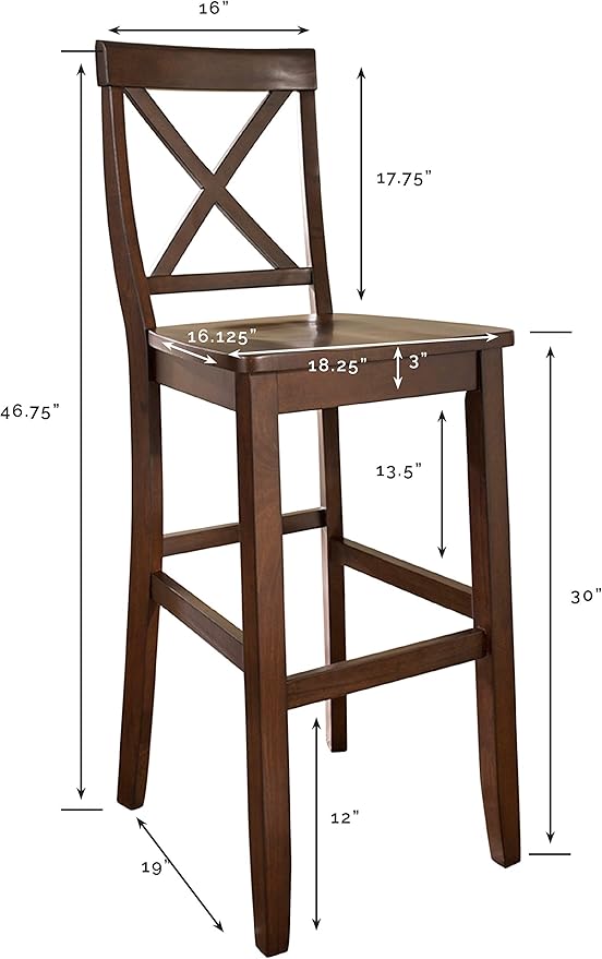 Crosley Furniture X-Back Wood Bar Stools Set of 2, Vintage Mahogany - Image 3