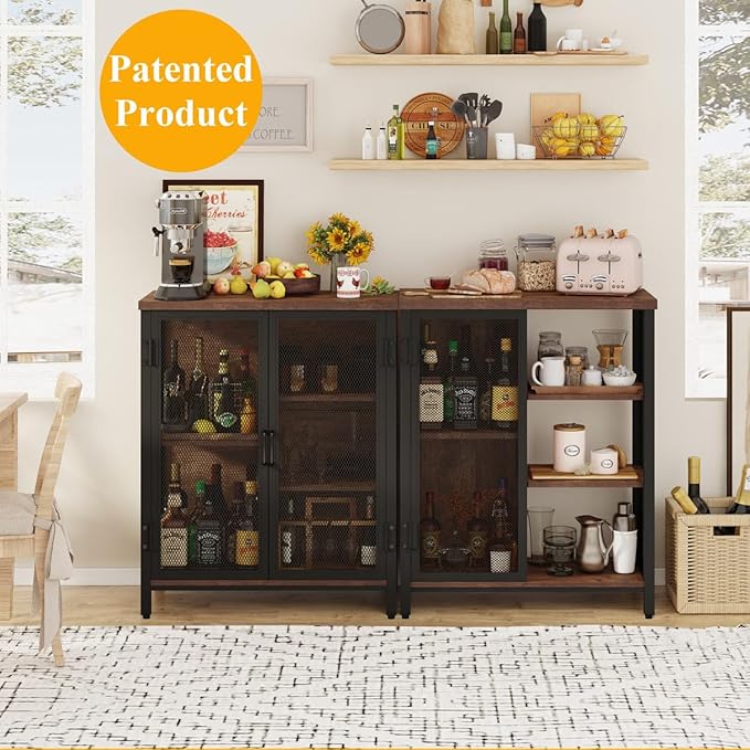 BON AUGURE Coffee Bar Cabinet for Home Liquor, Small Storage Cabinet for - Image 5
