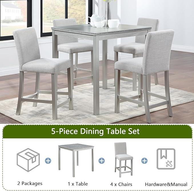KEIKI 5-Piece Counter Height Dining Table Set - Image 7
