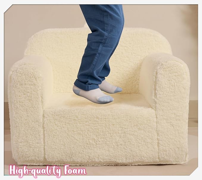 Kids Snuggly-Soft Sherpa Chair, Cuddly Toddler Foam Chair - Image 6