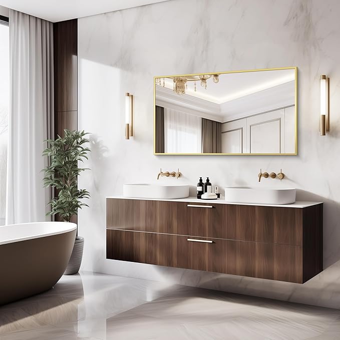 Gold Bathroom Mirror for Wall, 30x48 Inch Rectangle Mirrors - Image 8