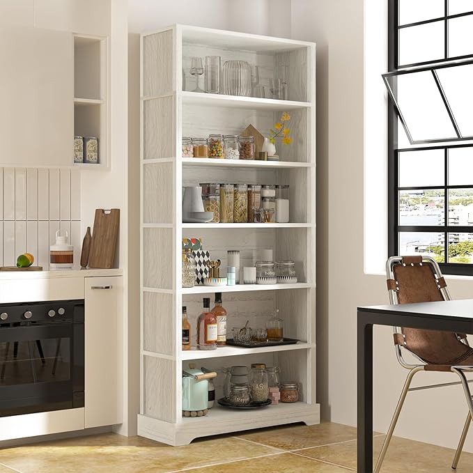 TVU 6 Shelf Bookcase, Freestanding Open Bookshelf, Tall Book Shelf, 11.8" D x - Image 7