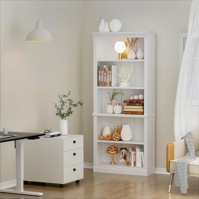 VICTONE 5-Shelf Bookcase, Wooden Standing Rack Book Storage Shelves Furniture - Image 3