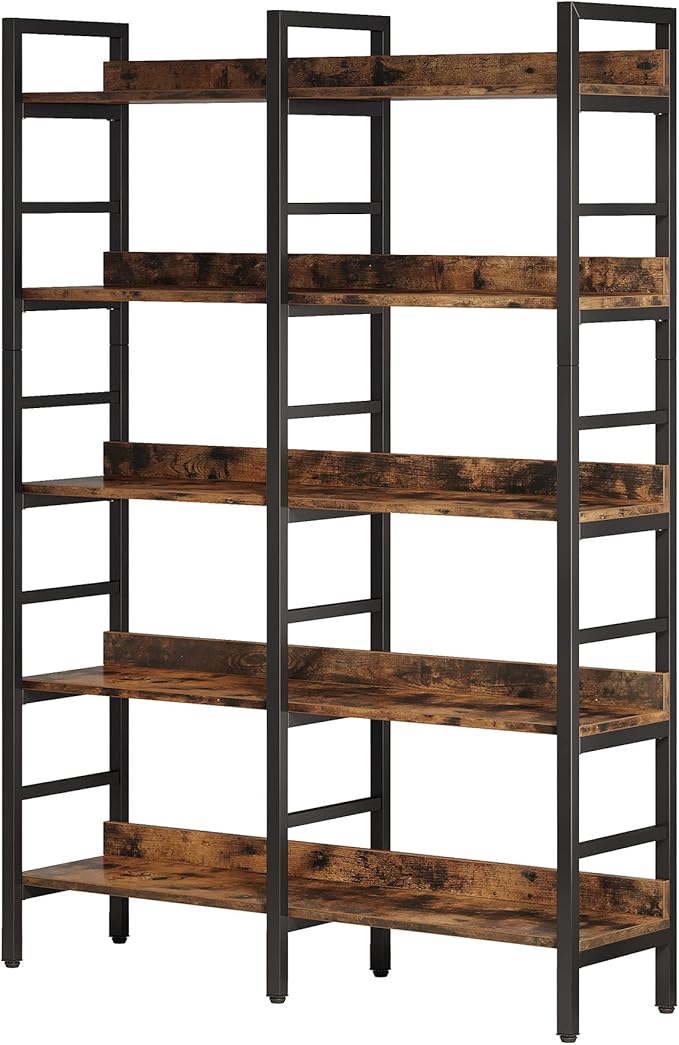 Tribesigns 5-Tier Industrial Bookshelf, 71”H x 47”W Etagere Bookcase, - Image 8