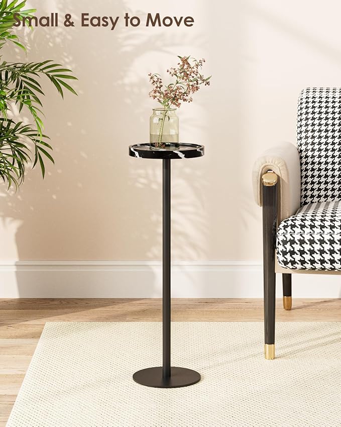 Drink Table, Small Pedestal Side Table, Round Cocktail Table, Circle Accent End - Image 6