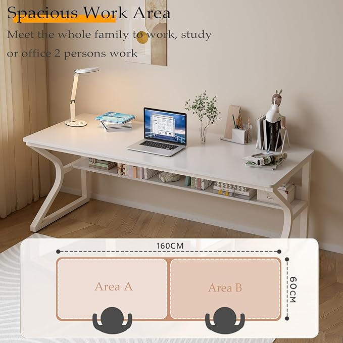 Extra Long Desk with Bookshelf - Image 3