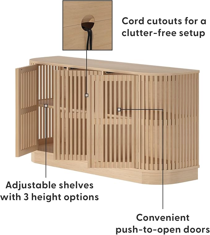 Plank+Beam Contour Wood TV Stand, Three Door Solid Wood Entertainment Console - Image 5
