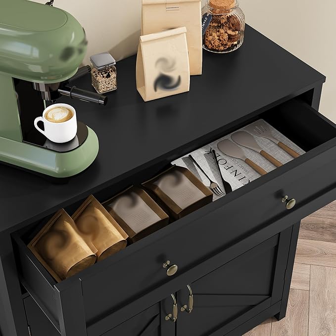 Buffet Sideboard with 2 Barn Doors, Freestanding Floor Storage Cabinet - Image 5