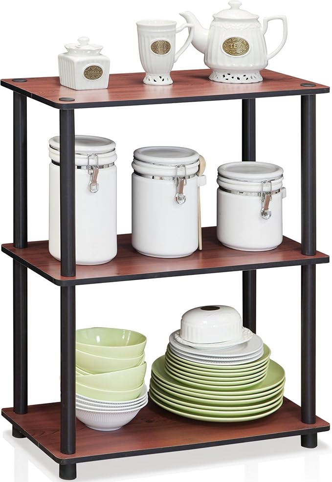 Furinno Turn-N-Tube 3-Tier Compact Multipurpose Shelf Display Rack, Dark Cherry - Image 4
