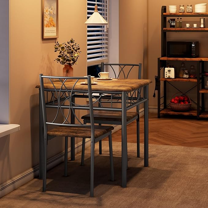 CABIHOME Dining Table Set for 2, 3 Piece Kitchen Table Set for 2, Square - Image 9
