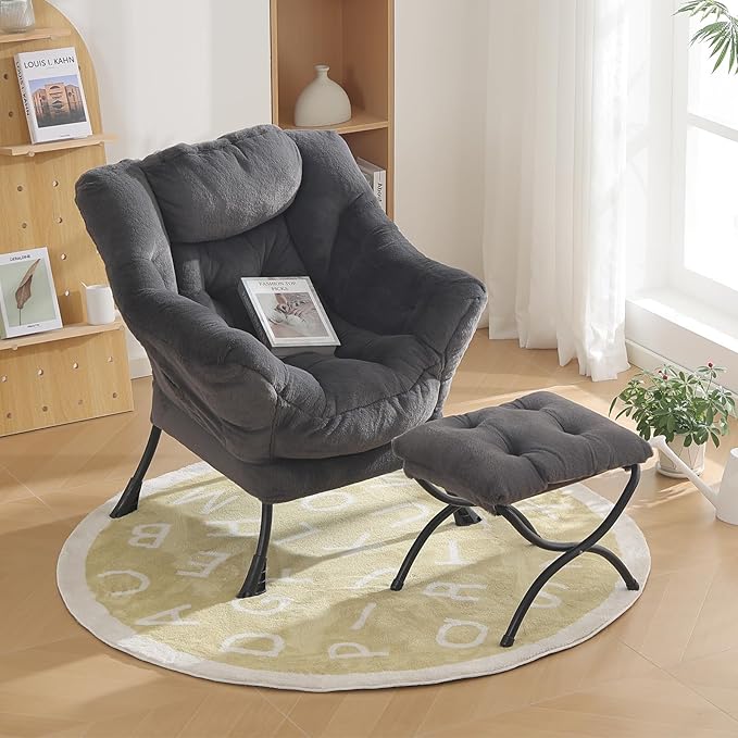 Oversized Chair with Ottoman, Modern Reading Chair, Lounge Accent Chair with - Image 2