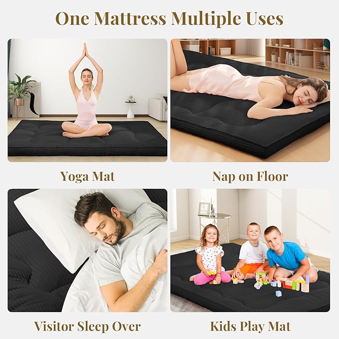 Japanese Floor Mattress, Corduroy Foldable Floor Pad, Roll Up Tatami Mat - Image 6