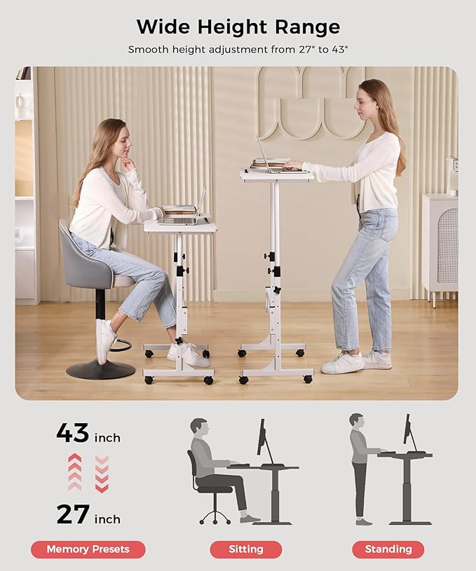 KLSMYHOKI Standing Desk Adjustable Height, Mobile Stand Up Desk - Image 3