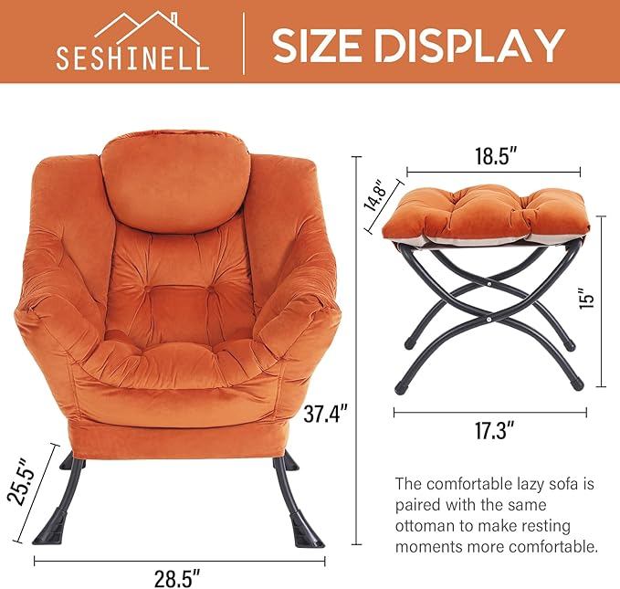 Lazy Chair with Ottoman, Modern Accent Chair Contemporary Lounge Leisure Sofa - Image 3