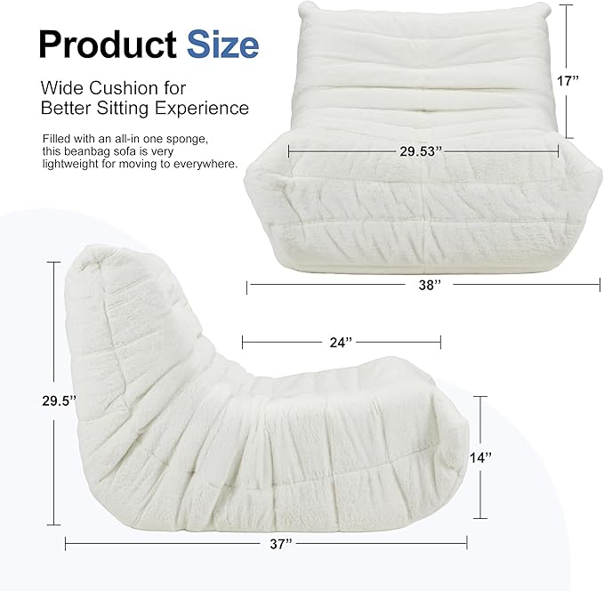 Bean Bag Chairs for Adults Giant Bean Bag Chair Memory Foam BeanBag Chair Big - Image 2